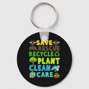 Save Bees Rescue Animals Recycle Plastic Earth Day Key Ring