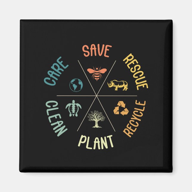 Save Bees Rescue Animals Recycle Plastic Earth Day Magnet (Front)