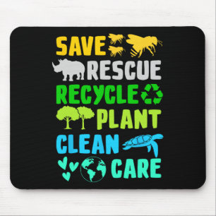Save Bees Rescue Animals Recycle Plastic Earth Day Mouse Pad