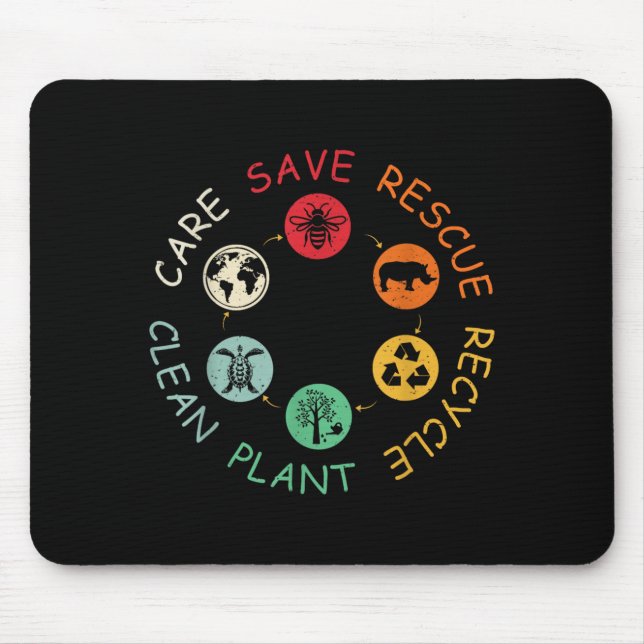 Save Bees Rescue Animals Recycle Plastic Earth Day Mouse Pad (Front)
