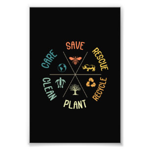 Save Bees Rescue Animals Recycle Plastic Earth Day Photo Print