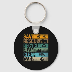 Save Bees Rescue Animals Recycle Plastics Fun Eart Key Ring
