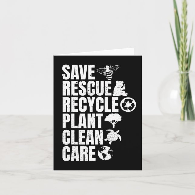 Save Bees Rescue Animals Recycle Plastict Earth Da Card (Front)