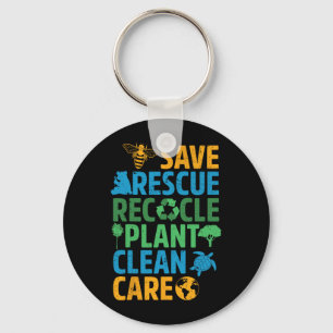 Save Bees Rescue Animals Recycle Plastict Earth Da Key Ring
