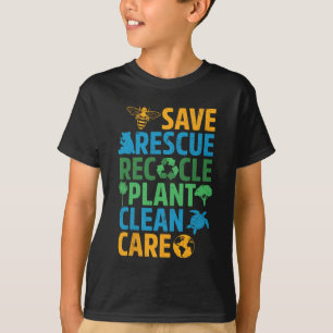 Save Bees Rescue Animals Recycle Plastict Earth Da T-Shirt