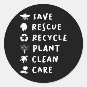 Save Bees Rescue Lions Recycle Plastic Save Our Ea Classic Round Sticker
