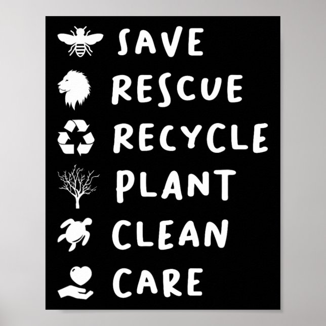 Save Bees Rescue Lions Recycle Plastic Save Our Ea Poster (Front)