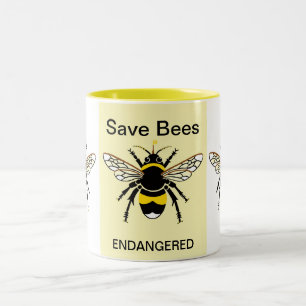 Save  BEES - Wildlife Warrior - Yellow Two-Tone Coffee Mug