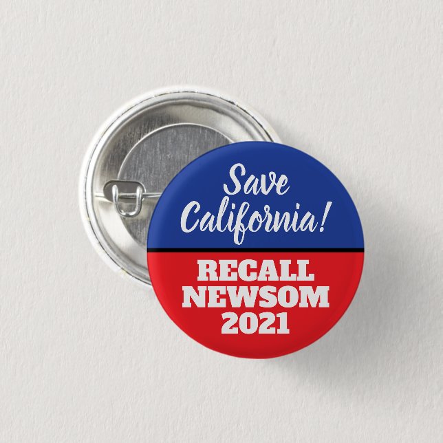 Save California Recall Newsom Election 3 Cm Round Badge (Front & Back)