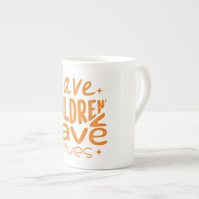 Save Children, Save Lives Bone China Mug (Front Right)