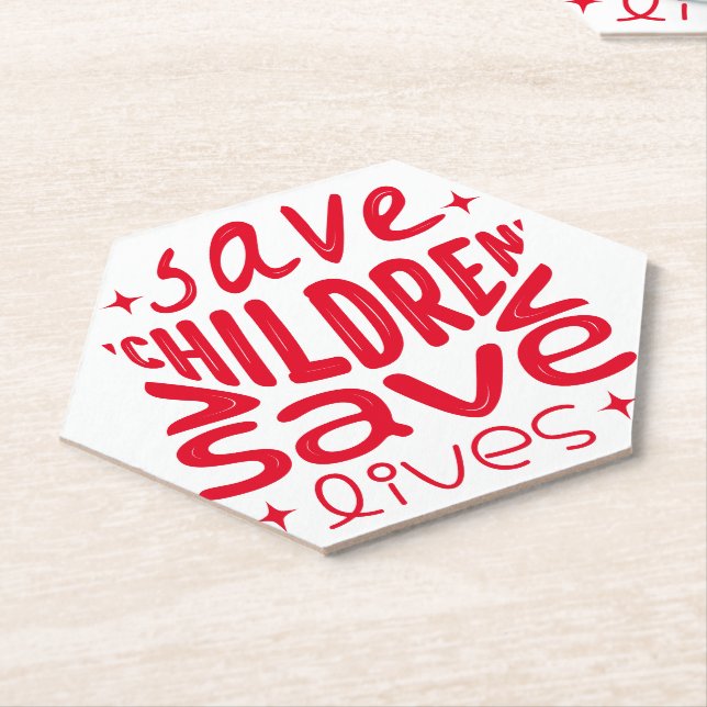 Save Children, Save Lives Paper Coaster (Angled)