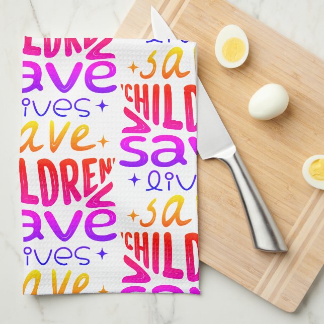 Save Children, Save Lives Tea Towel (Quarter Fold)
