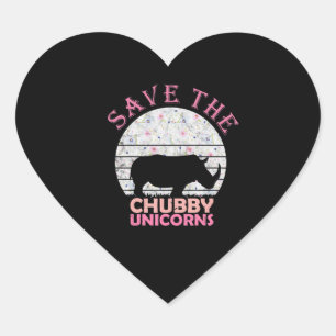 Save Chubby Unicorn Floral Rhino Gift Heart Sticker