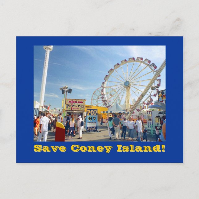 Save Coney Island! postcard (blue) (Front)