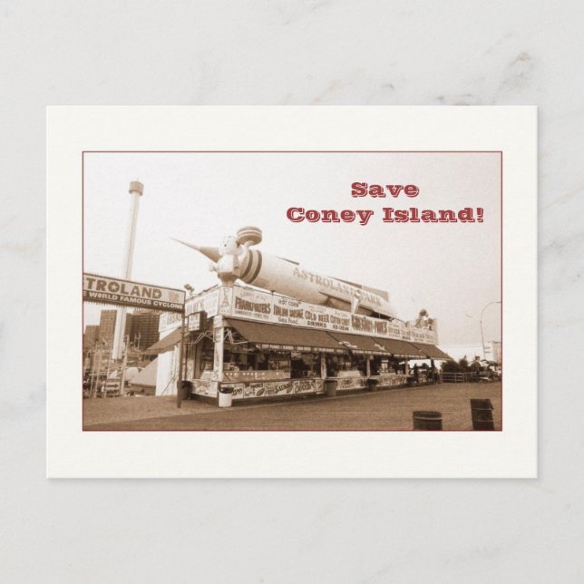 Save Coney Island! (sepia) Postcard (Front)
