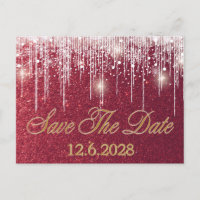 Save Date Red Glitter Drips Corporate Holiday