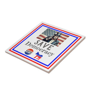 Save Democracy Ceramic Tile