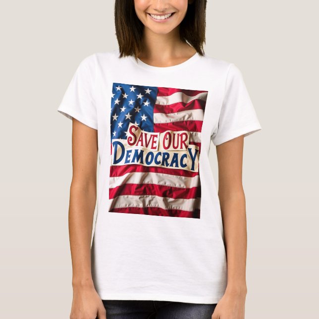 Save Democracy Impeach Trump T-Shirt (Front)