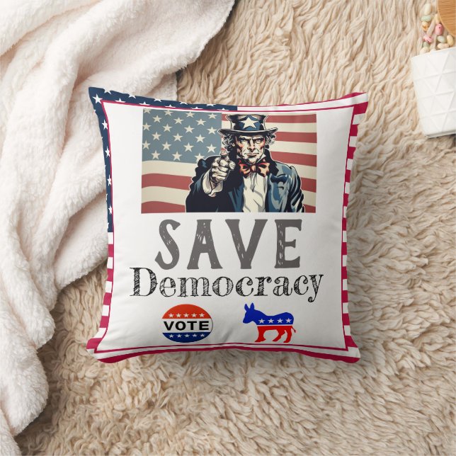 Save Democracy Throw Pillow (Blanket)