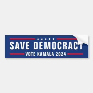 SAVE DEMOCRACY VOKTE KAMALA 2024 BUMPER STICKER