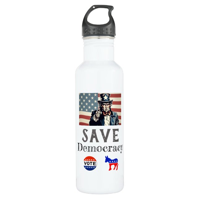Save Democracy Water Bottle (Front)