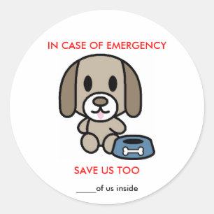 Save Dog Emergency Classic Round Sticker