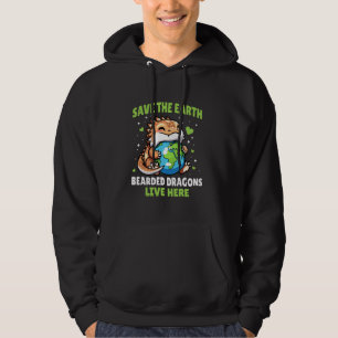Save Earth Bearded Dragon Design Funny Animal Ear Hoodie
