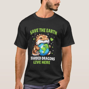 Save Earth Bearded Dragon Design  Funny Animal Ear T-Shirt