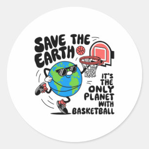 Save Earth Conservation Sketll Player Earth Day Ki Classic Round Sticker