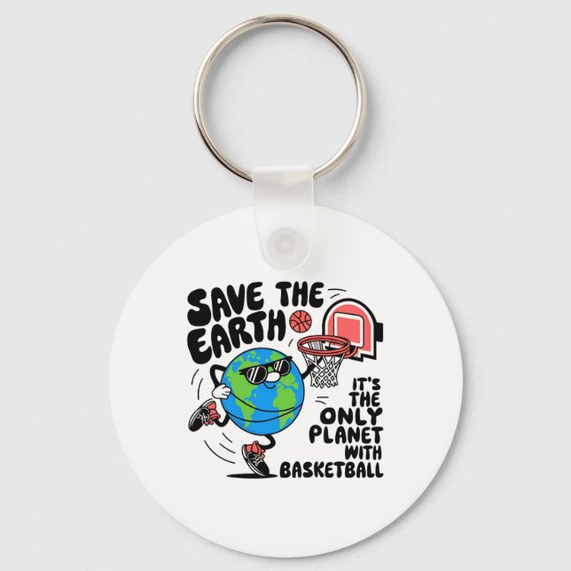 Save Earth Conservation Sketll Player Earth Day Ki Key Ring (Front)