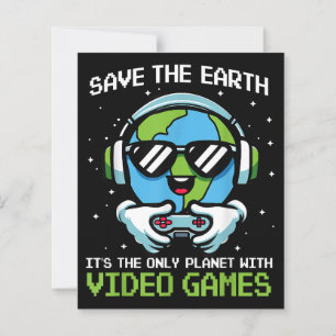 Save Earth Gamer Design - Funny Earth Day Video Ga