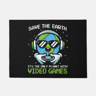Save Earth Gamer Design - Funny Earth Day Video Ga Doormat