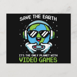 Save Earth Gamer Design - Funny Earth Day Video Ga Enclosure Card