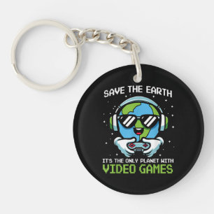Save Earth Gamer Design - Funny Earth Day Video Ga Key Ring