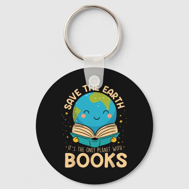 Save Earth It´s Only Planet With Books Reader Eart Key Ring (Front)