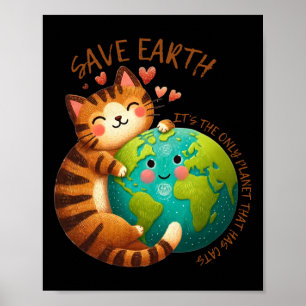 Save Earth It's The Only Planet That Has Cats Eart Poster