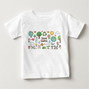 Save Earth kids drawing  crayon colour pencil Baby T-Shirt