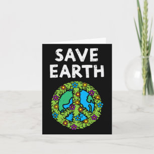 Save Earth Peace Symbol Sign Flowers Environmental Card