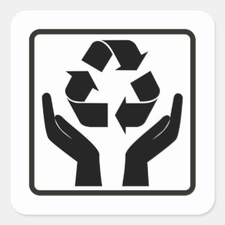 Save Earth Recycling black Symbol  Square Sticker