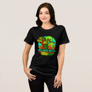 Save Earth Save Us Elephant Earth Day T-Shirt Tri-Blend Shirt