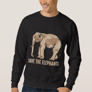 Save Elephants Love Animal welfare Retro World Map Sweatshirt