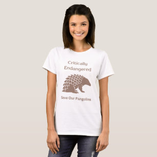 Save Endangered Asia Africa Pangolin Silhouette T-Shirt