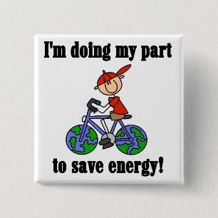 Save Energy Environmental Tshirts and Gifts 15 Cm Square Badge