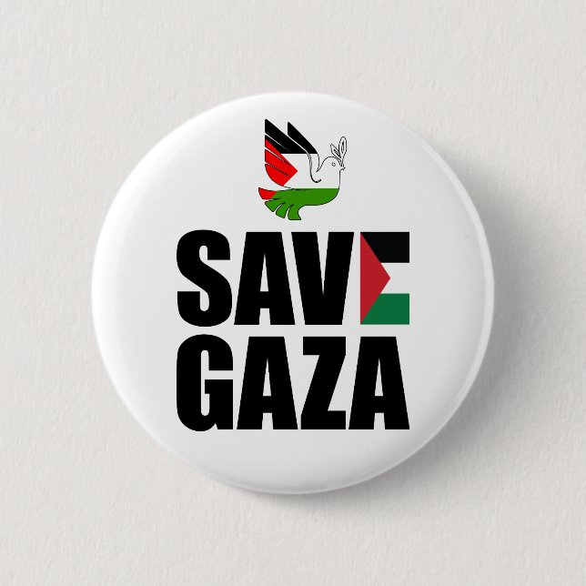 SAVE GAZA  6 CM ROUND BADGE (Front)