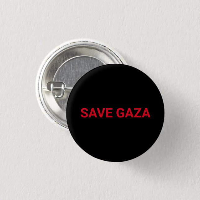 Save Gaza black red custom text minimalist 3 Cm Round Badge (Front & Back)