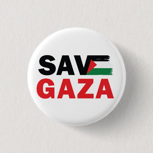 Save GAZA with Palestinian flag customised Button (Front)