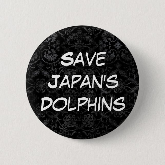 Save Japan's Dolphins 6 Cm Round Badge (Front)
