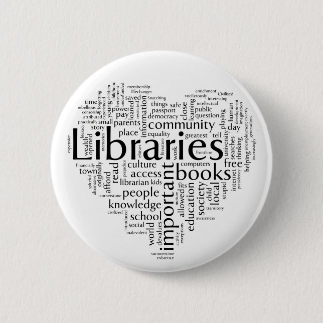 Save libraries 4 6 cm round badge (Front)