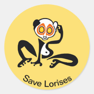Save LORISES - Endangered animal -Yellow Sticker