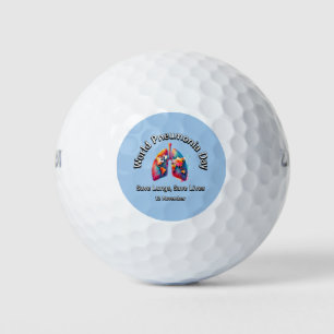Save Lungs, Save Lives. World Pneumonia Day. Golf Balls
